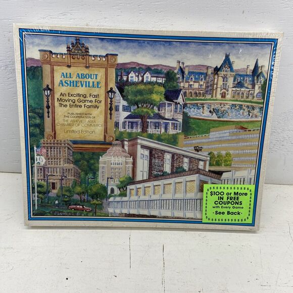 Vintage 1981 All About Asheville NC Board Game New Sealed Limited Edition - Picture 1 of 5